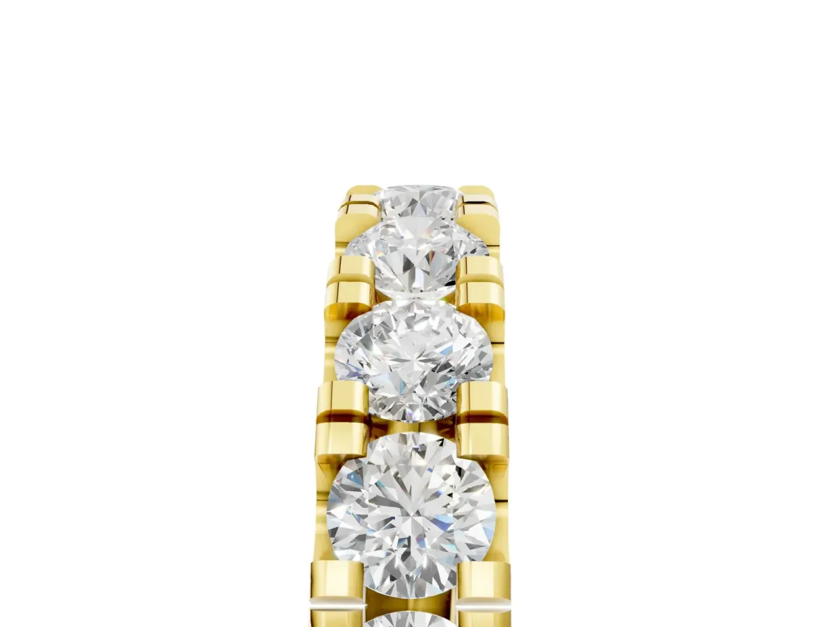 Round Diamond Full Eternity Band with U-Prong Setting Yellow gold