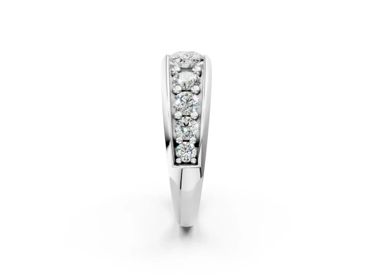 Oval Diamond Mens Ring with Round Diamond Accents Silver