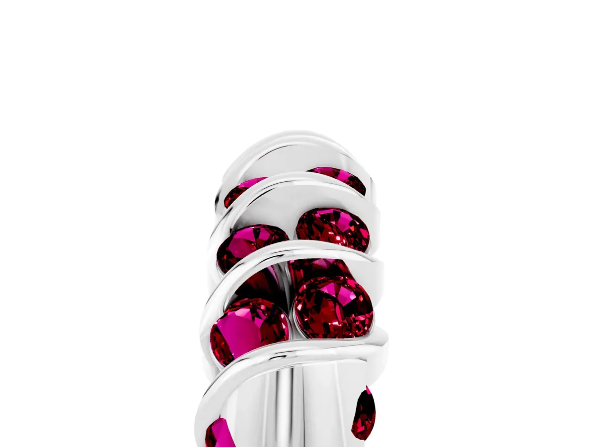 Channel Set Round Garnet Multi-Row Band Platinum
