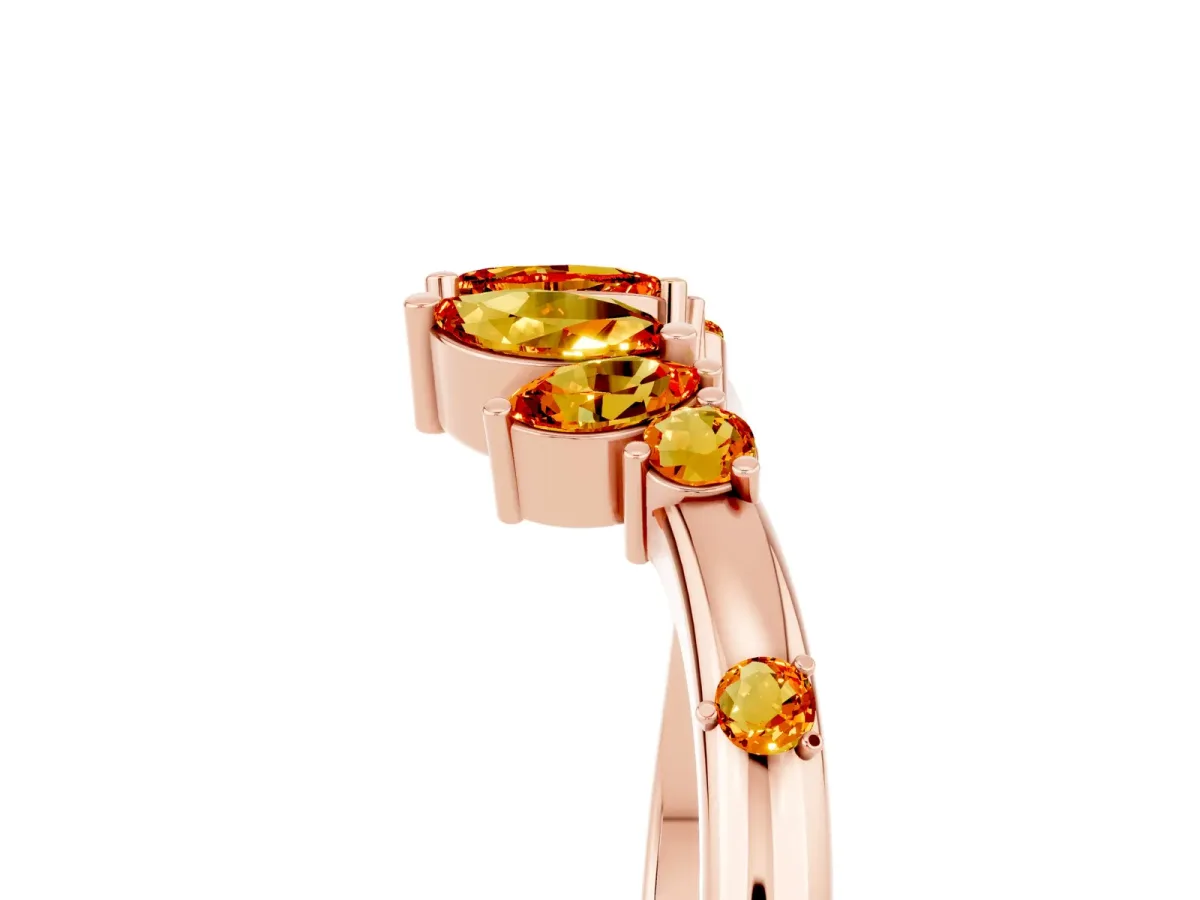 Open Marquise Cluster Citrine Band with Prong Setting Rose gold