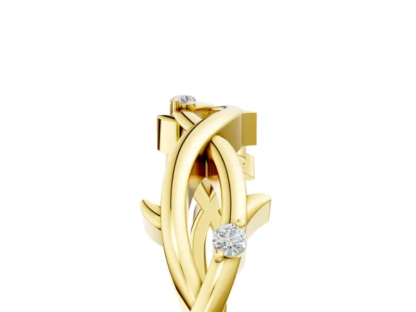 Prong Set Round Diamond Twist Band Yellow gold