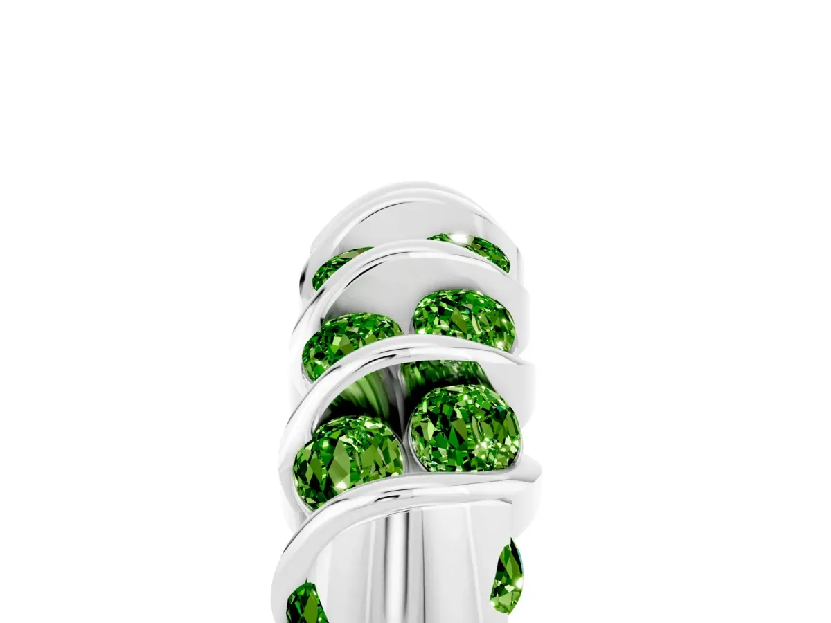 Channel Set Round Peridot Multi-Row Band Platinum