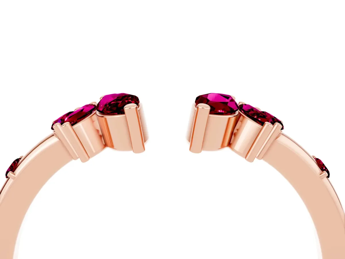 Open Marquise Cluster Garnet Band with Prong Setting Rose gold