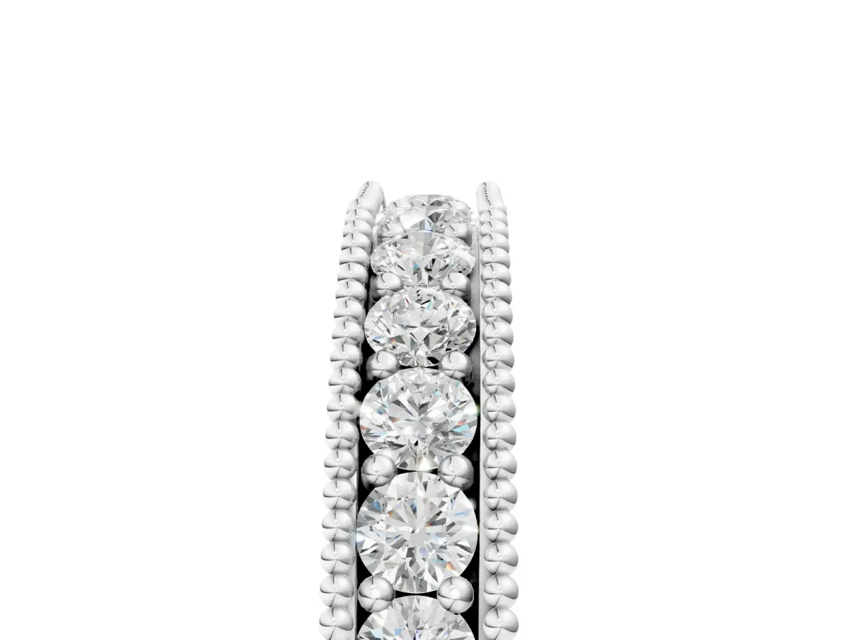 Milgrain Round Diamond Pavé Chevron Band White gold