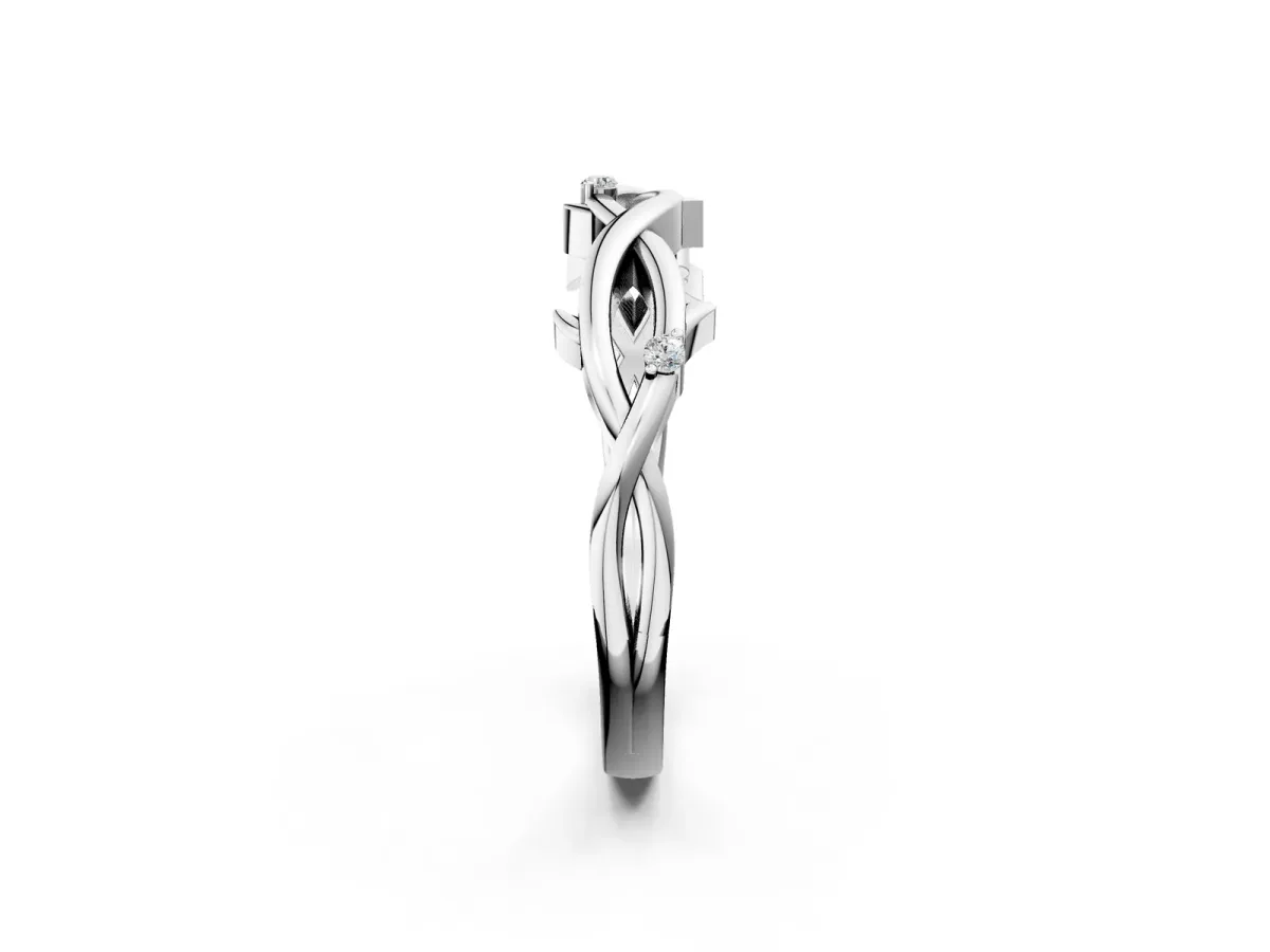 Prong Set Round Diamond Twist Band White gold