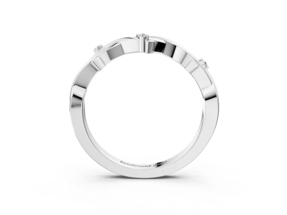 Prong Set Round Diamond Twist Band White gold