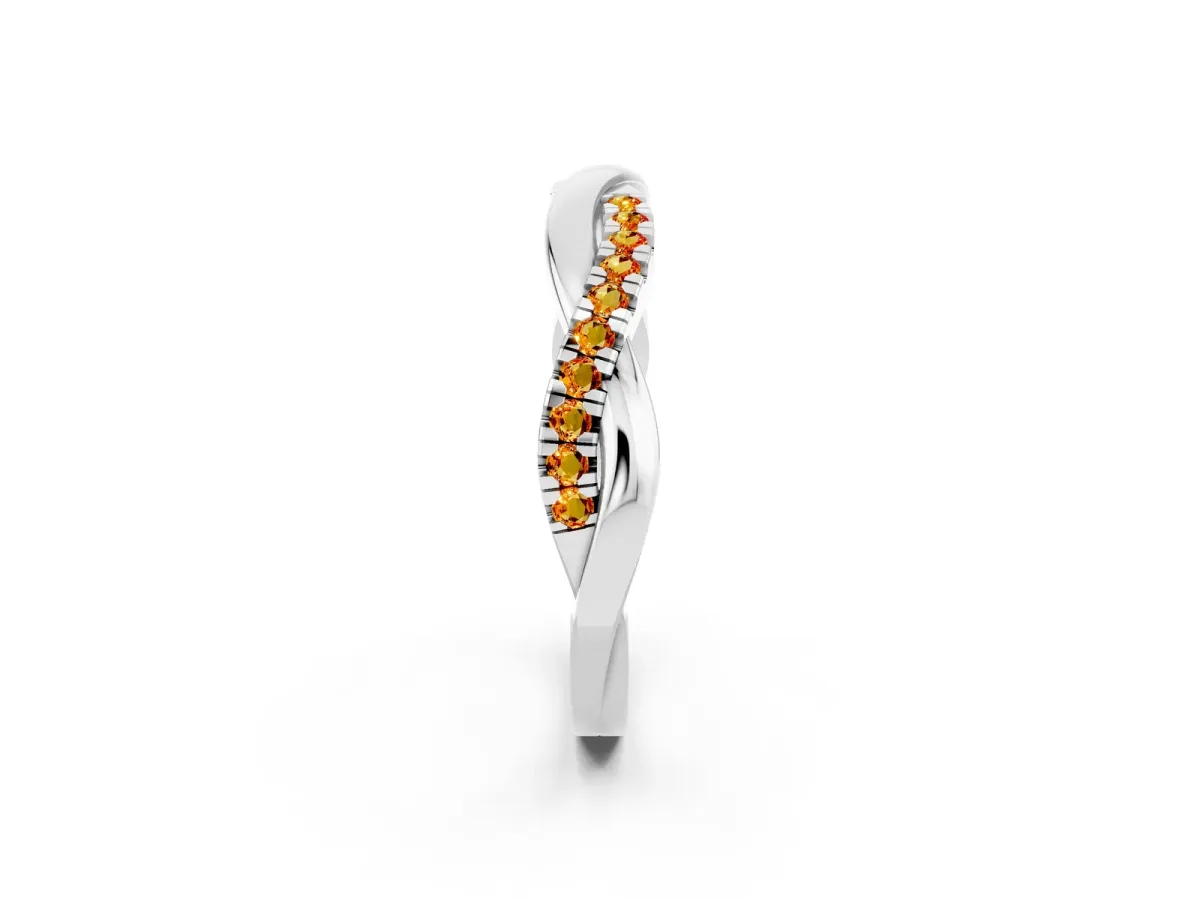Round Citrine Twisted Infinity Band with Prong Setting White gold