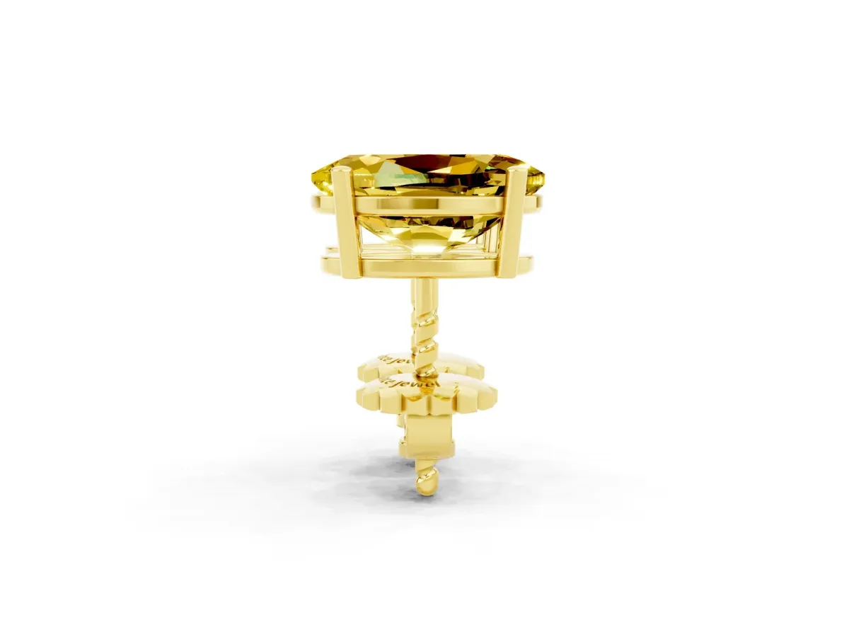 Oval Cut Yellow Sapphire Stud Earrings Yellow gold