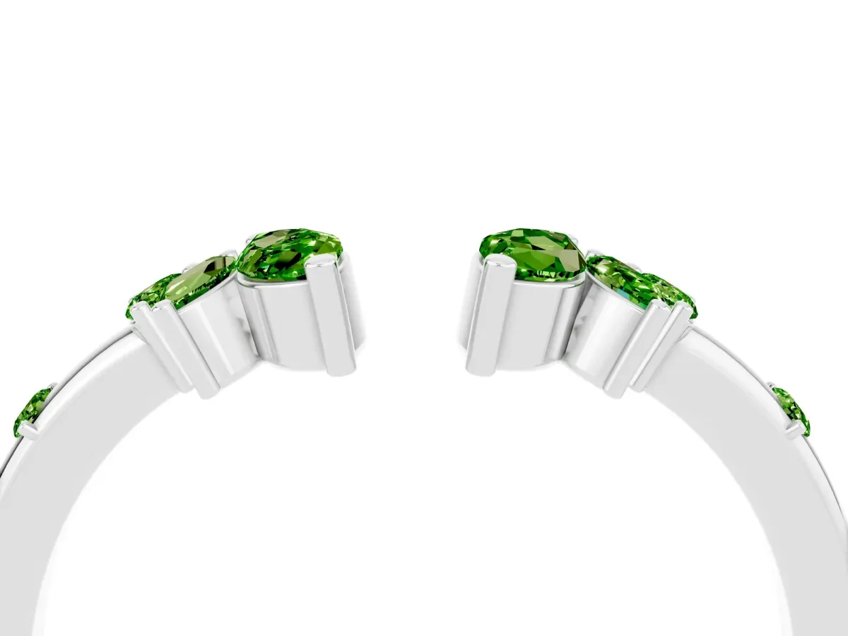 Open Marquise Cluster Peridot Band with Prong Setting White gold