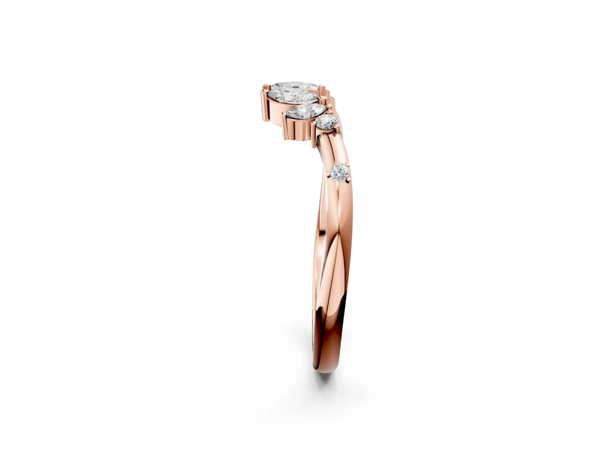 Open Marquise Cluster Diamond Band with Prong Setting Rose gold