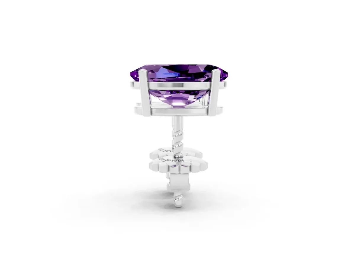 Oval Cut Amethyst Stud Earrings White gold