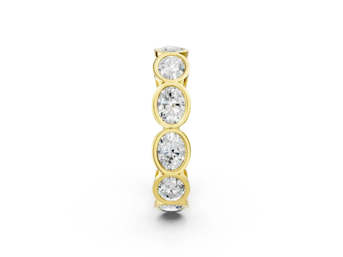 Oval Diamond Bezel Set Eternity Wedding Band Yellow gold
