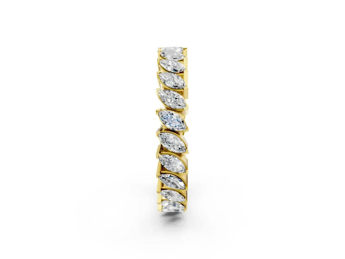 Marquise Diamond Shared Prong Full Eternity Band Yellow gold
