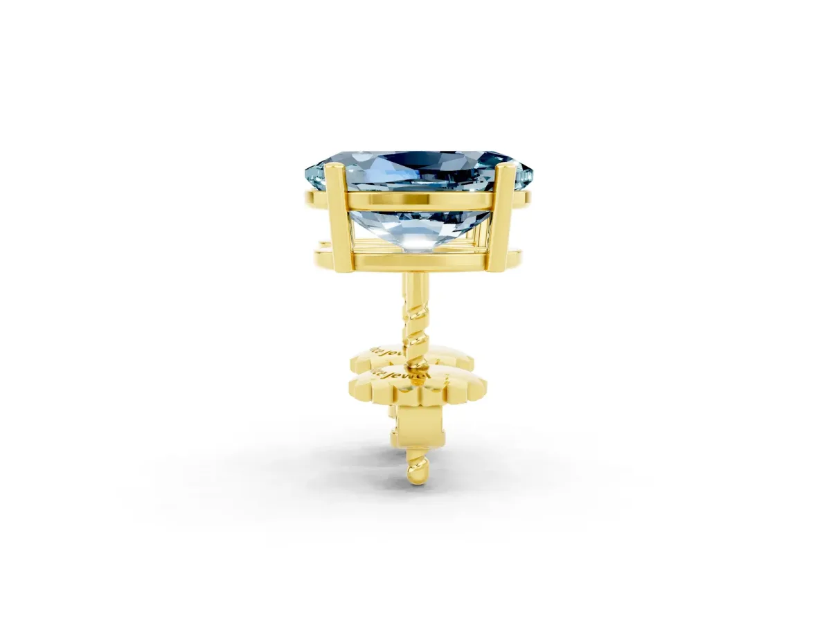 Oval Cut Aquamarine Stud Earrings Yellow gold