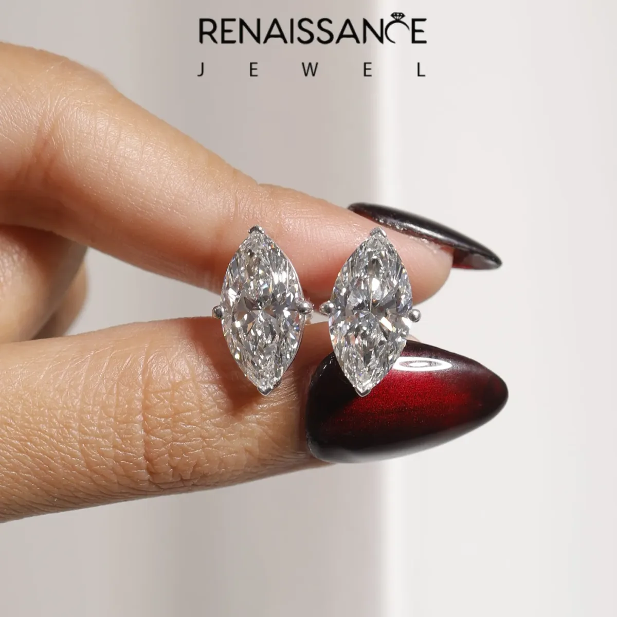 Marquise Cut Diamond Stud Earrings Platinum