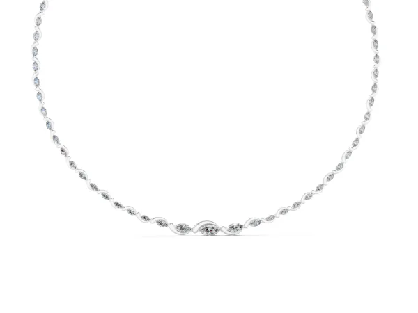 Marquise Diamond Riviera Necklace Silver