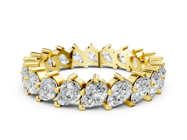 Pear Diamond Full Eternity Band with Shared Prong Setting Yellow gold