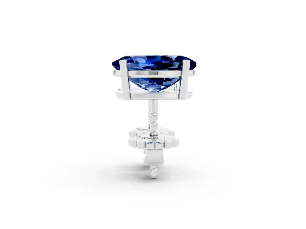 Oval Cut Blue Sapphire Stud Earrings White gold