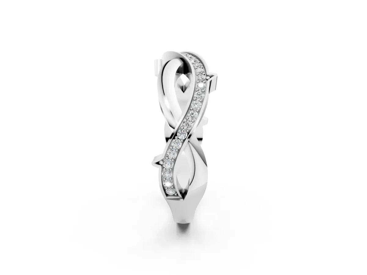 Pavé Round Diamond Twist Band with Channel Setting Silver