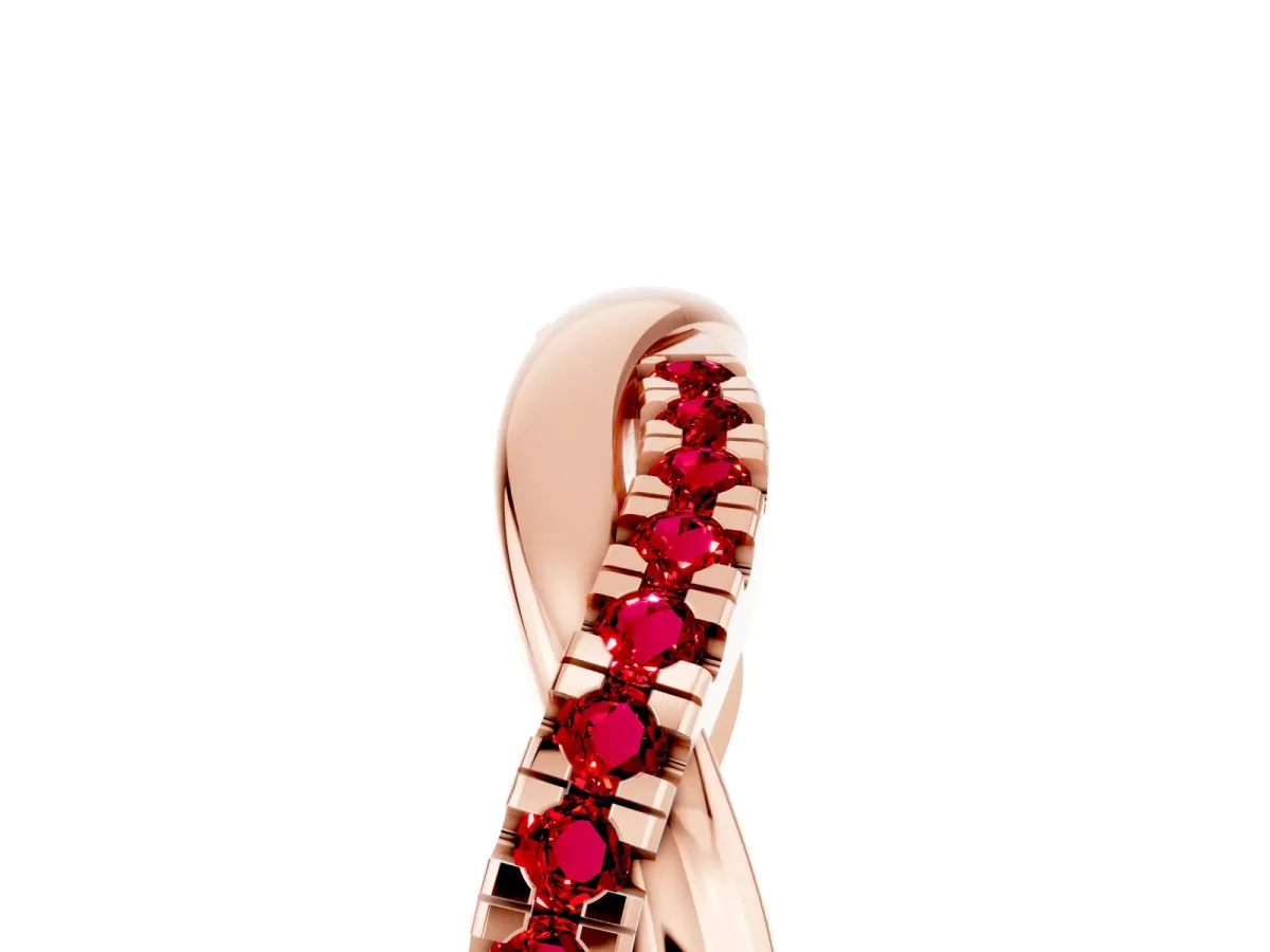 Round Ruby Twisted Infinity Band with Prong Setting Rose gold