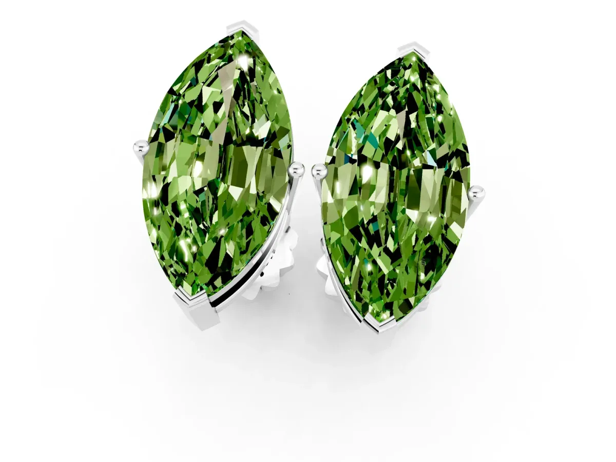 Marquise Cut Peridot Stud Earrings Platinum