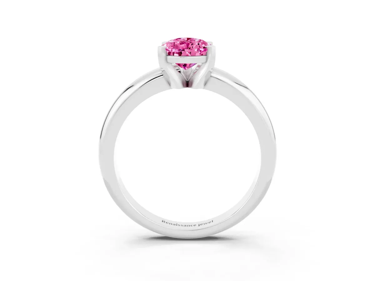 Emerald and Radiant Toi Moi Ring with Prong Setting and Plain Band Silver
