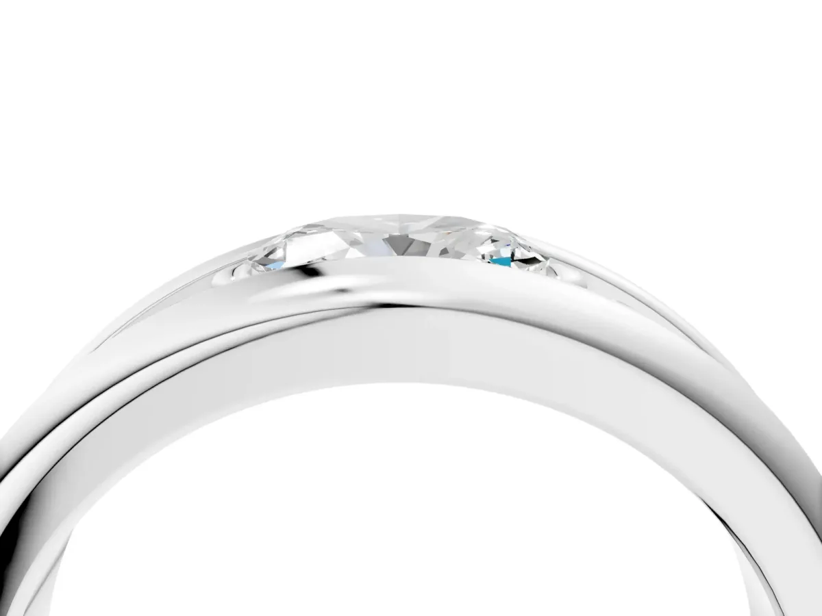 Oval Diamond Mens Ring with Round Diamond Accents Silver