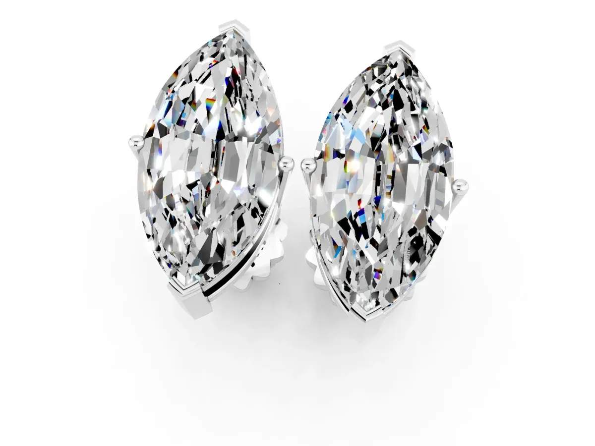 Marquise Cut Moissanite Stud Earrings White gold