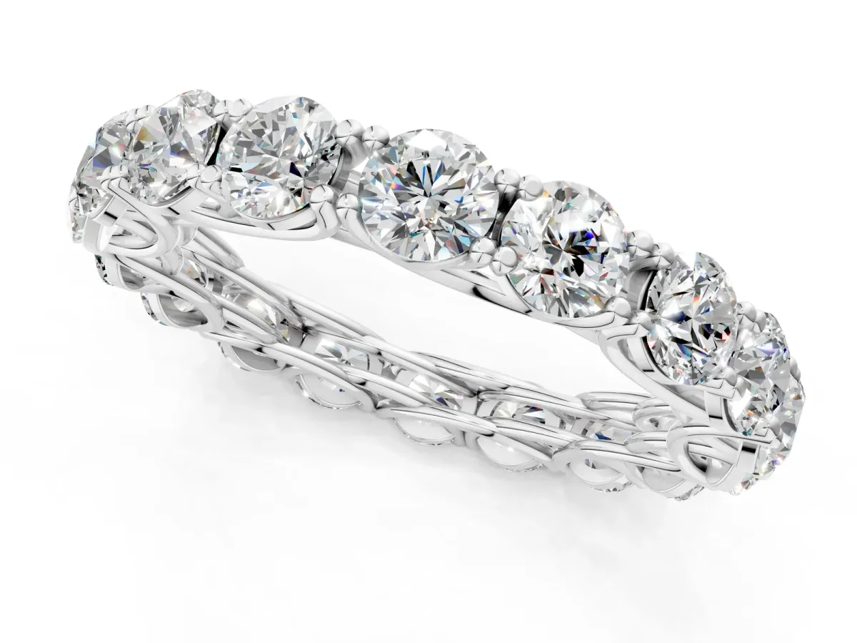 Round Diamond Woven Full Eternity Band White gold