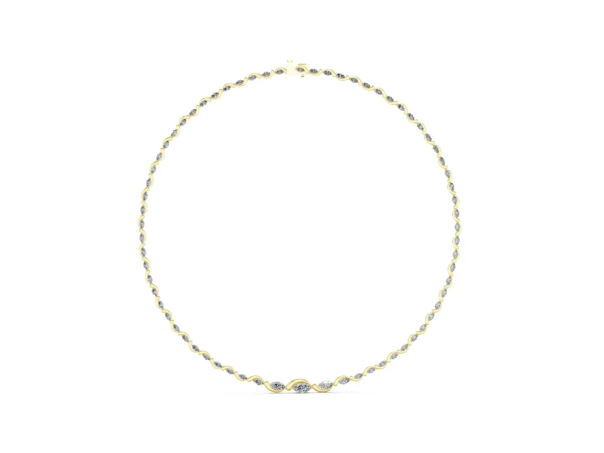 Marquise Diamond Riviera Necklace Yellow gold