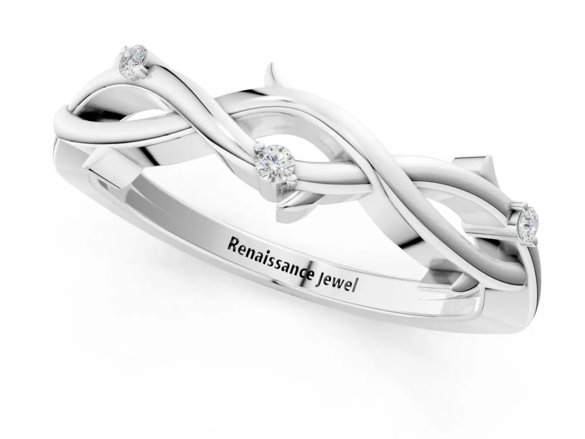Prong Set Round Diamond Twist Band White gold
