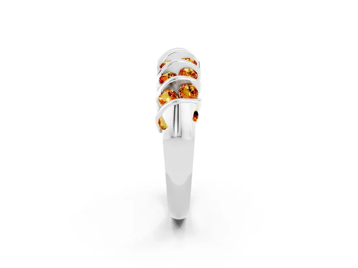 Channel Set Round Citrine Multi-Row Band Platinum