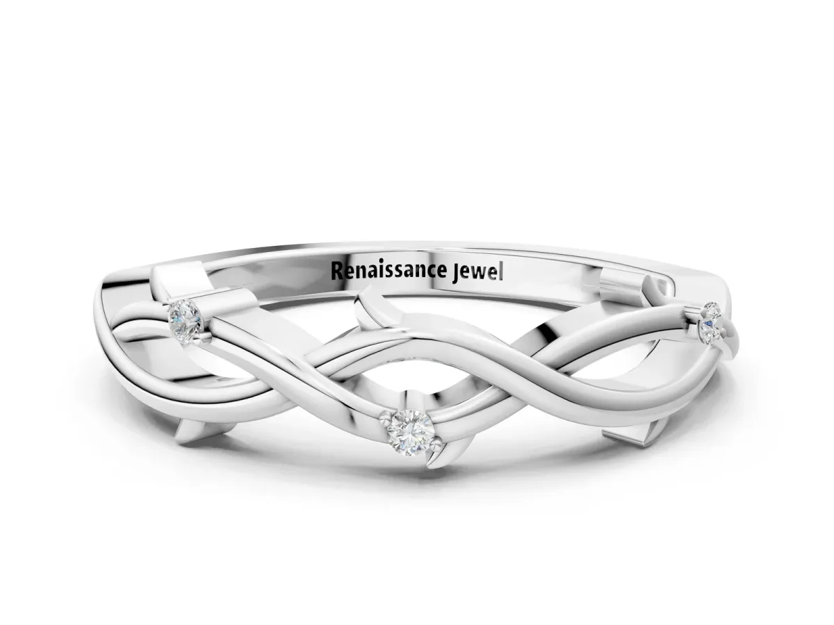 Prong Set Round Diamond Twist Band White gold