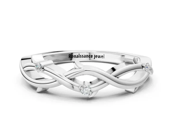 Prong Set Round Diamond Twist Band Platinum