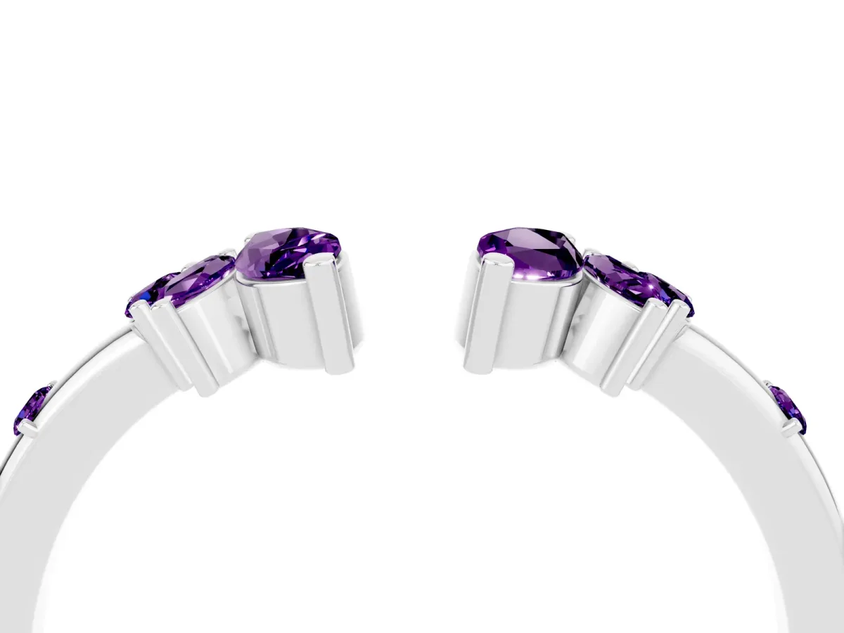 Open Marquise Cluster Amethyst Band with Prong Setting White gold