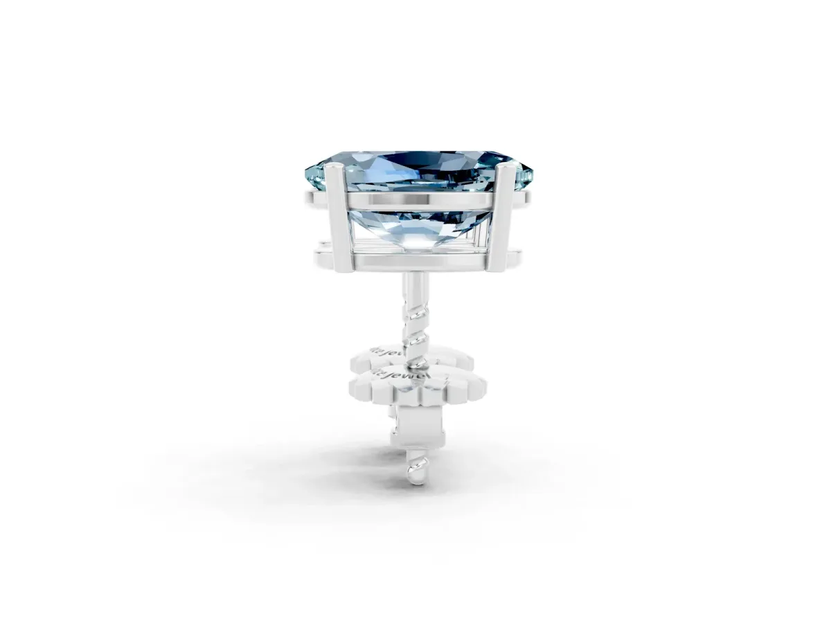 Oval Cut Aquamarine Stud Earrings White gold