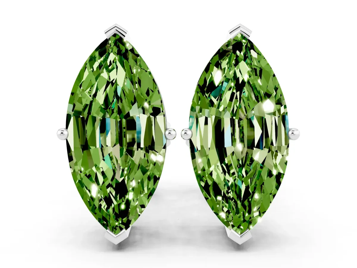 Marquise Cut Peridot Stud Earrings Platinum