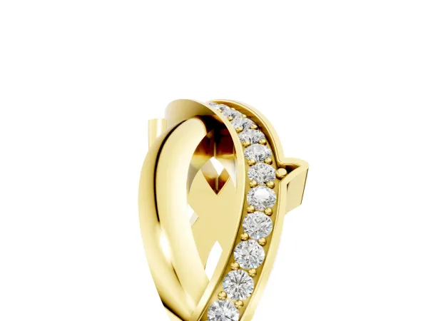 Pavé Round Diamond Twist Band with Channel Setting Yellow gold