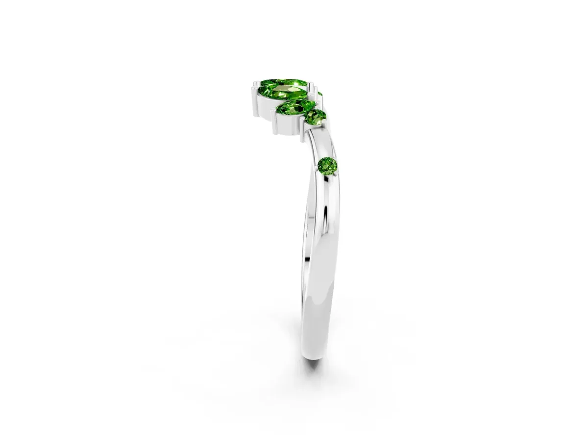 Open Marquise Cluster Peridot Band with Prong Setting White gold