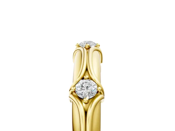 Round Diamond Prong Set Milgrain Eternity Band Yellow gold