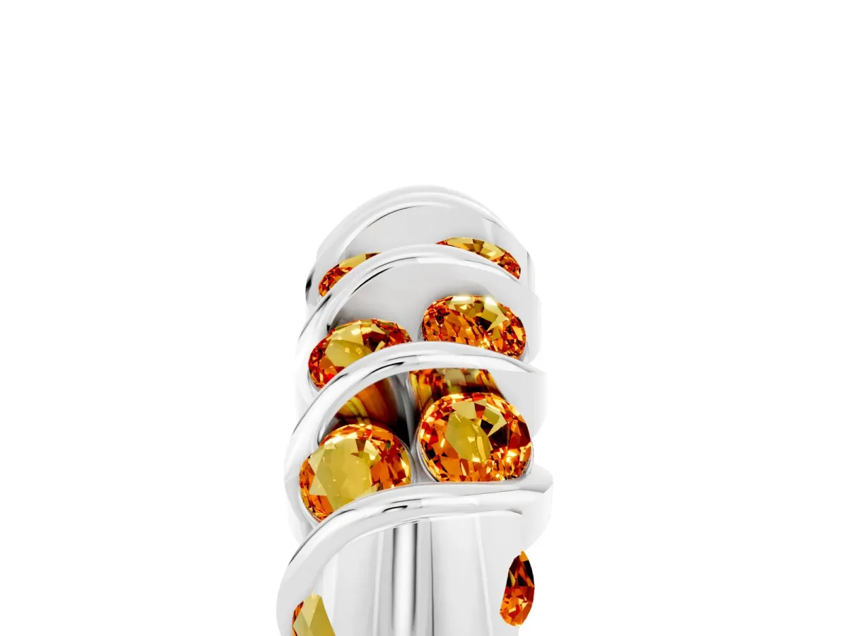 Channel Set Round Citrine Multi-Row Band Platinum