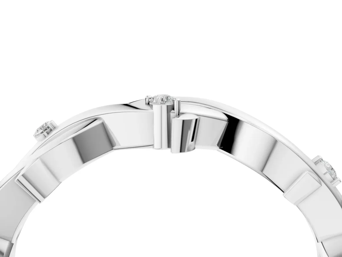 Prong Set Round Diamond Twist Band White gold