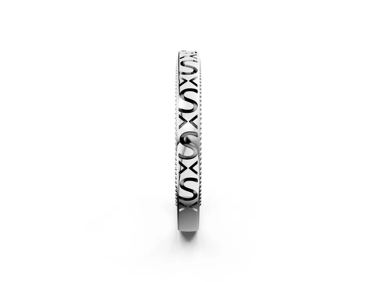 Vintage Engraved Milgrain Band Silver