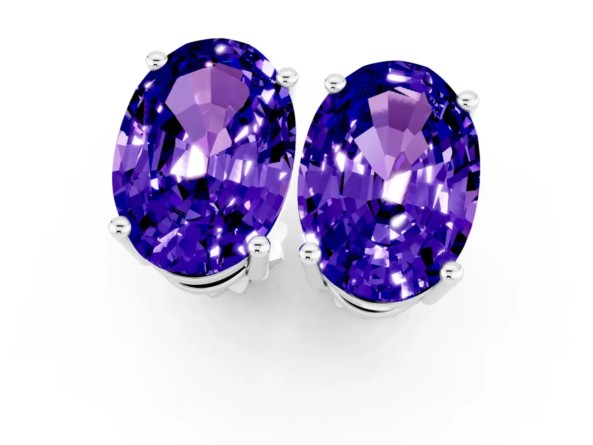 Oval Cut Tanzanite Stud Earrings White gold