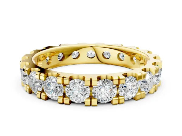 Round Diamond Full Eternity Band with U-Prong Setting Yellow gold