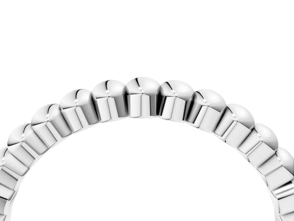 Beaded Round Stone Eternity Band with Bezel Setting White gold