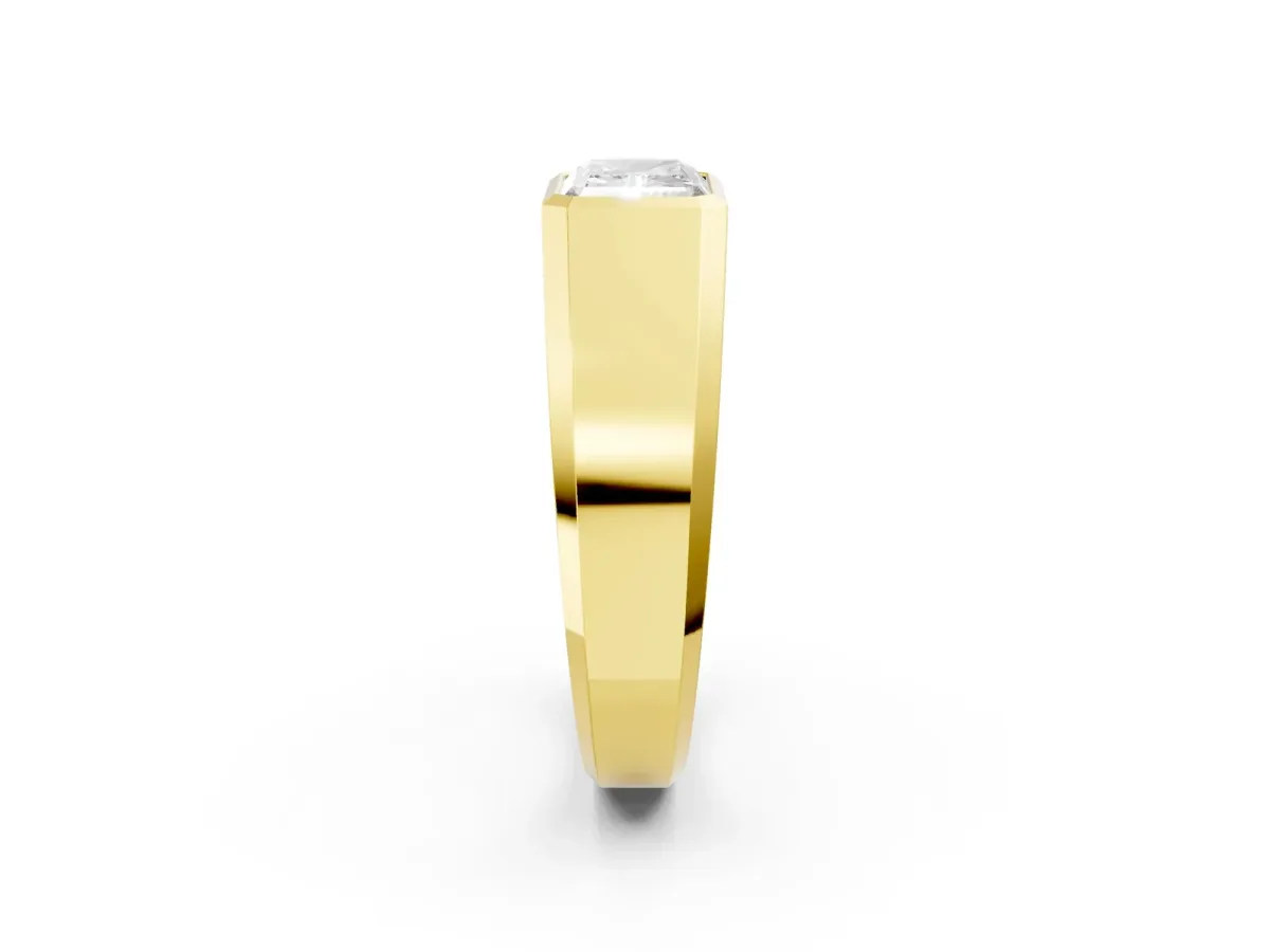 Radiant Diamond Wide Bezel Mens Ring Yellow gold