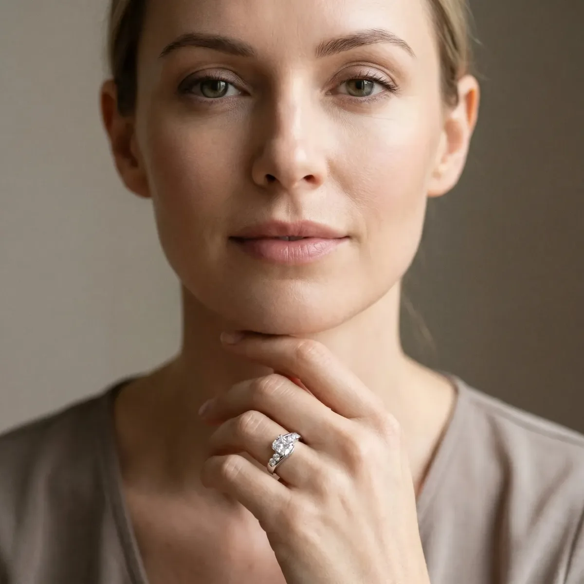 Bezel Set Radiant Cut Diamond Bypass Ring with Round Accents Platinum
