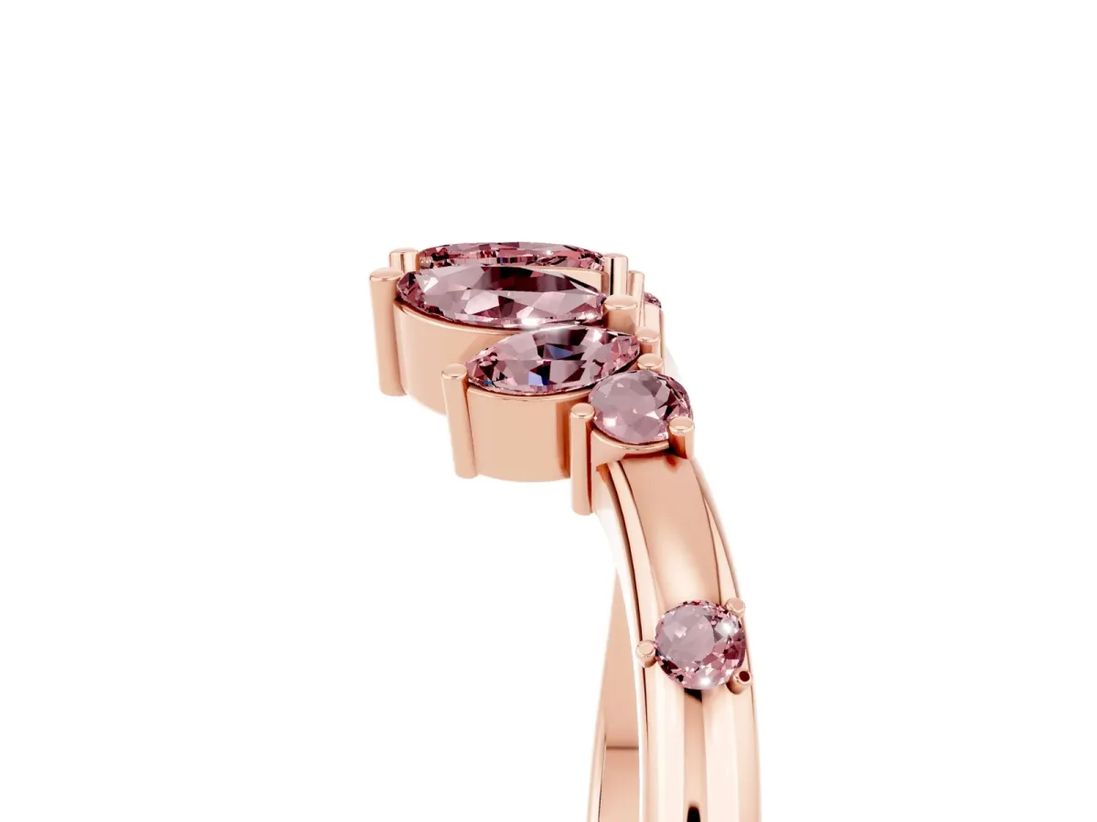 Open Marquise Cluster Morganite Band with Prong Setting Rose gold