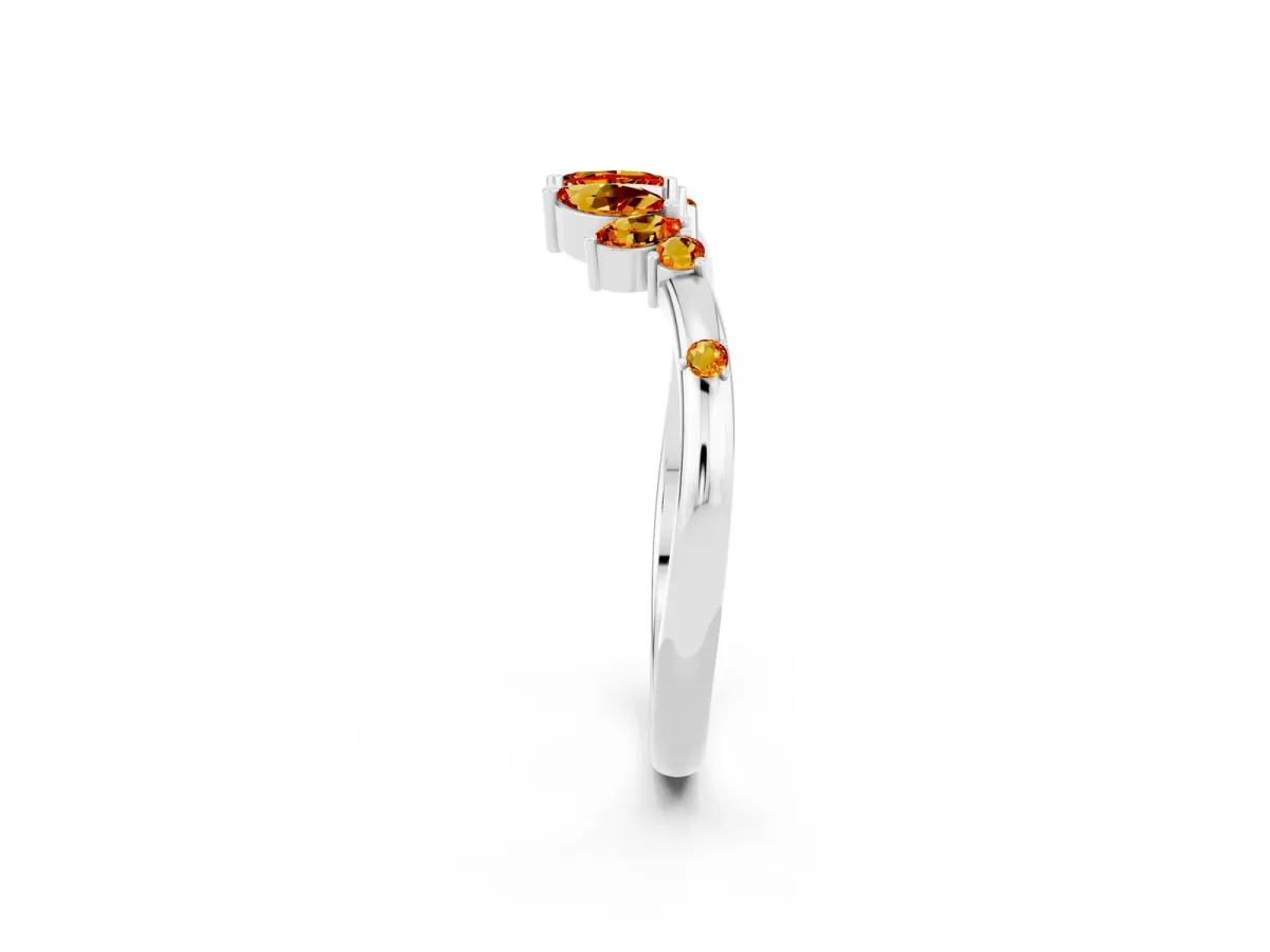 Open Marquise Cluster Citrine Band with Prong Setting White gold